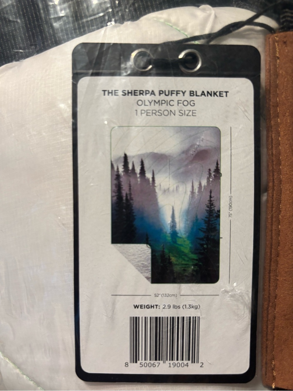 THE SHERPA PUFFY BLANKET OLYMPIC FOG 1 PERSON SIZE
